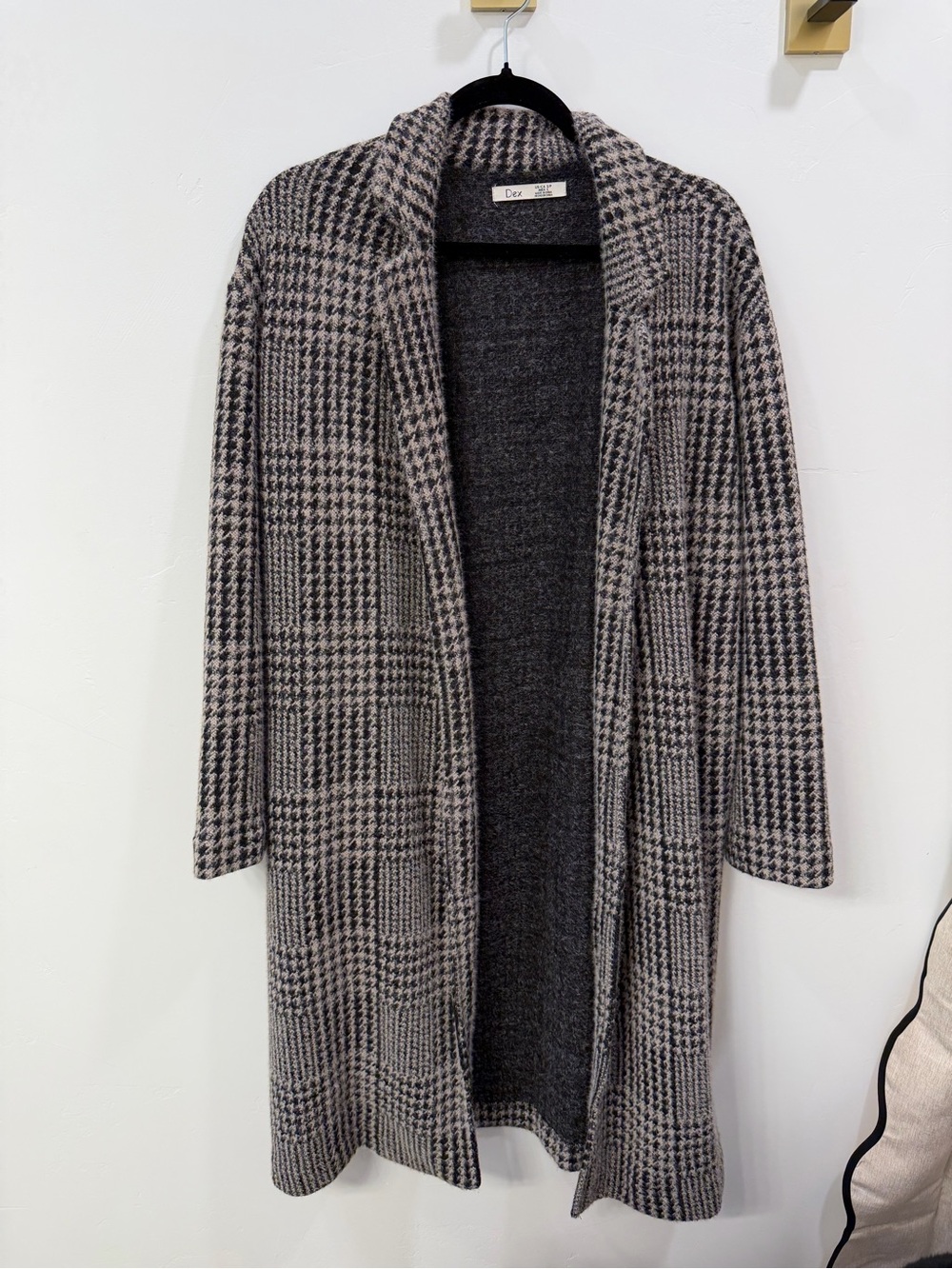 Dex Gray Plaid Open-Front Cardigan Duster